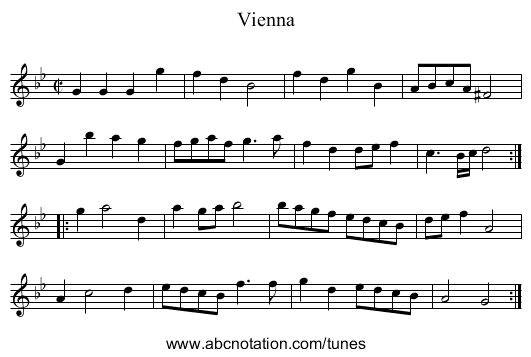 Vienna - staff notation