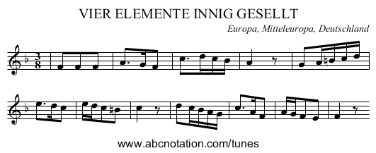 VIER ELEMENTE INNIG GESELLT - staff notation