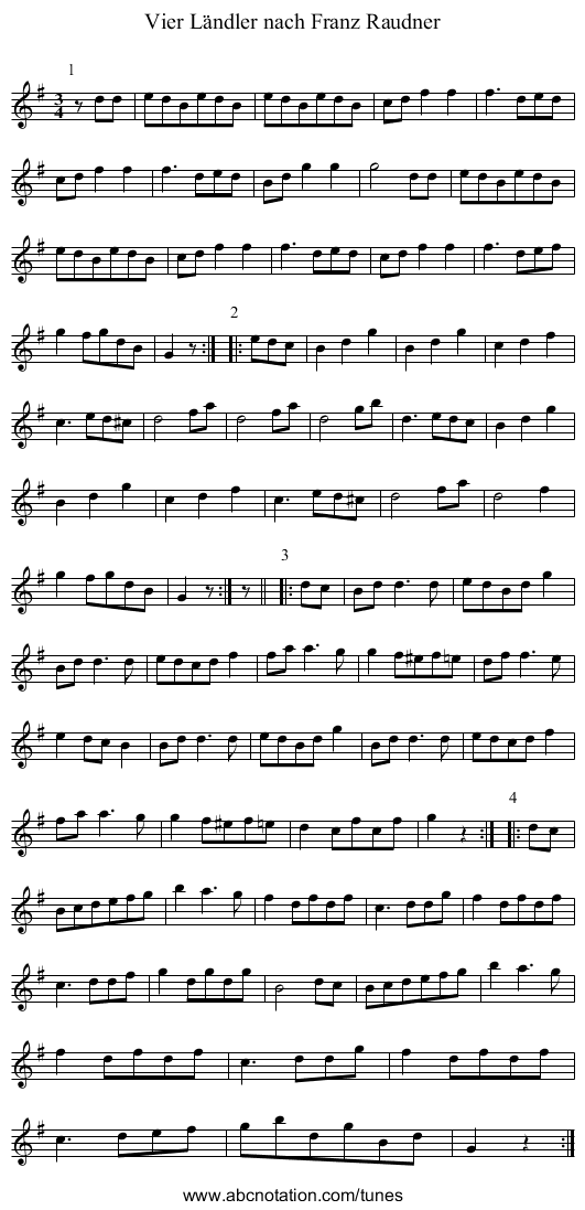 Vier Ländler nach Franz Raudner - staff notation