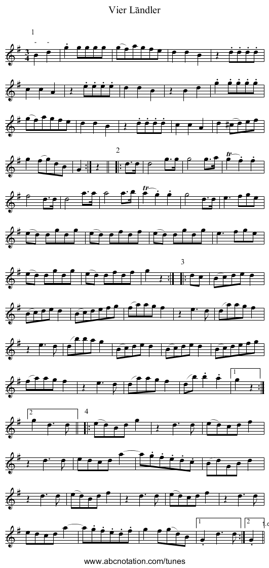 Vier Ländler - staff notation