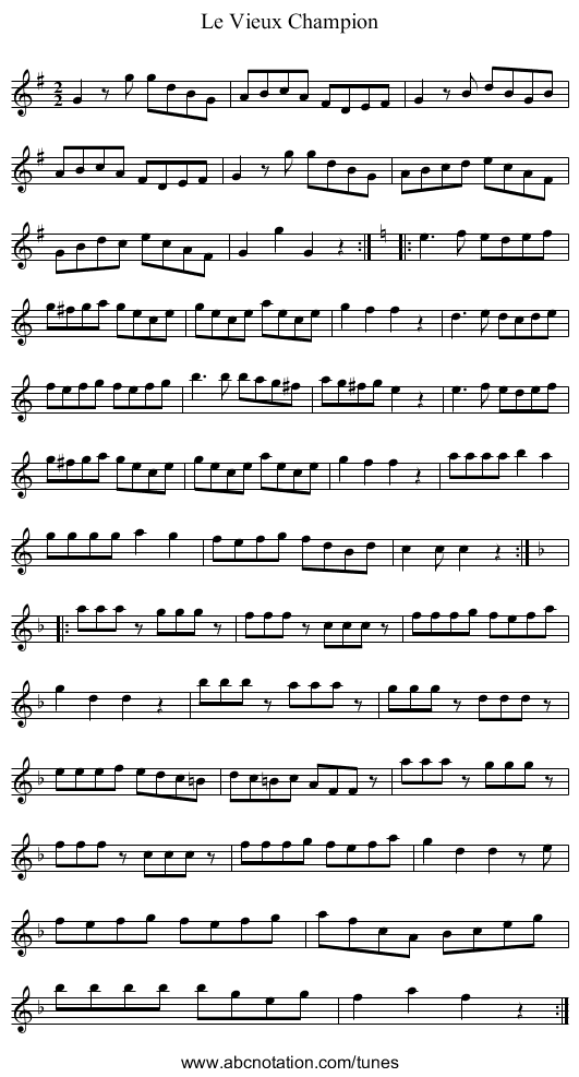 Vieux Champion, Le - staff notation