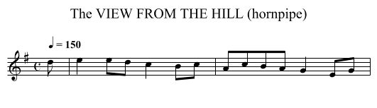 VIEW FROM THE HILL (hornpipe), The - staff notation