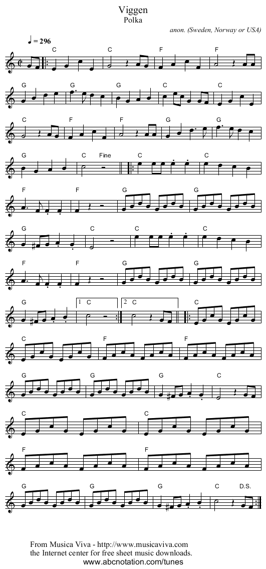 Viggen - staff notation