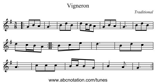 Vigneron - staff notation