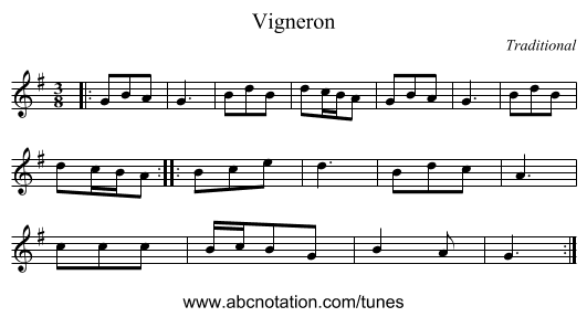 Vigneron - staff notation
