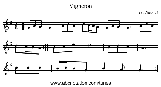 Vigneron - staff notation