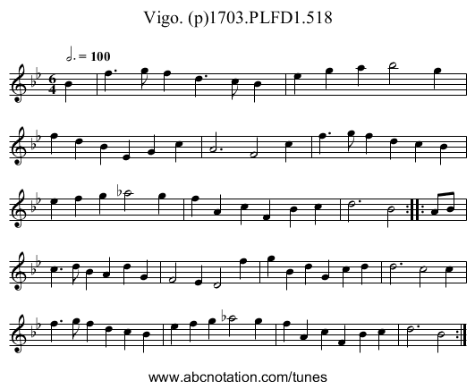 Vigo. (p)1703.PLFD1.518 - staff notation