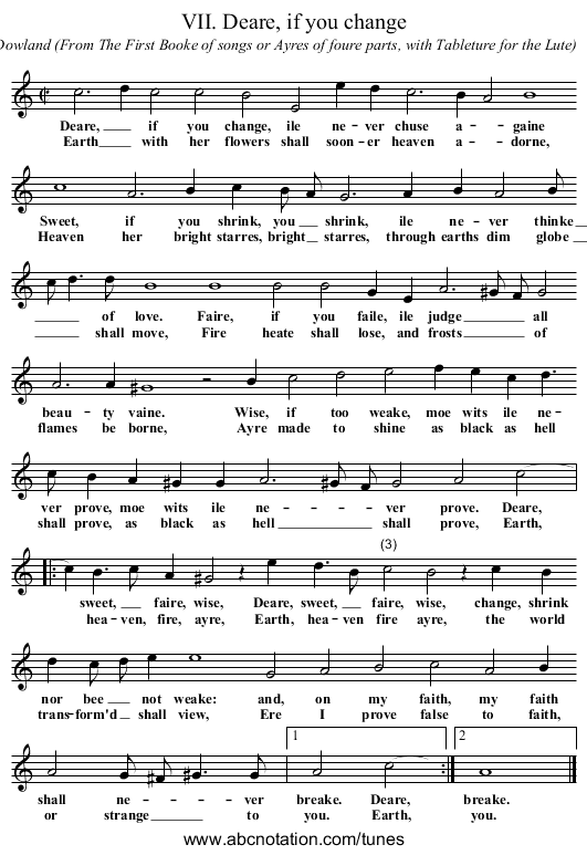 VII. Deare, if you change - staff notation