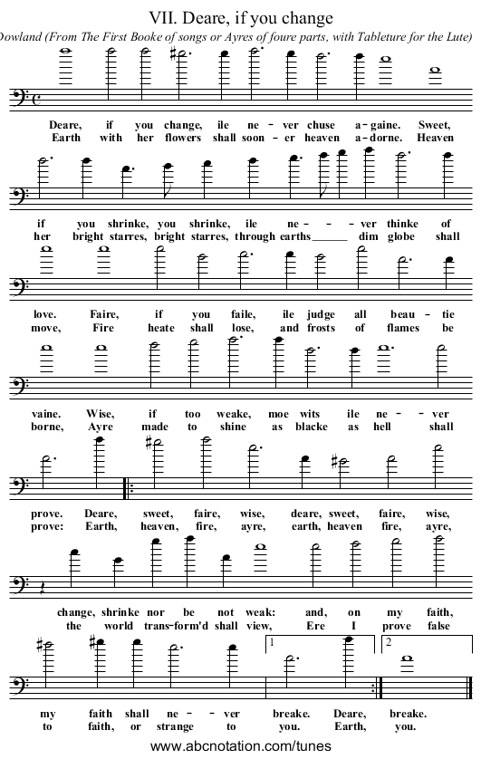 VII. Deare, if you change - staff notation