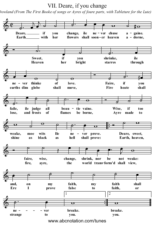 VII. Deare, if you change - staff notation
