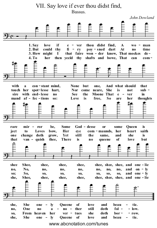 VII. Say love if ever thou didst find, - staff notation