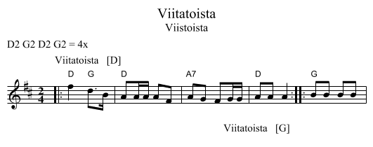 Viitatoista - staff notation