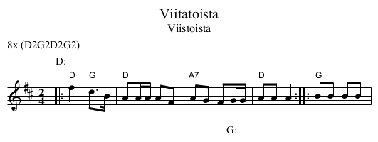 Viitatoista - staff notation