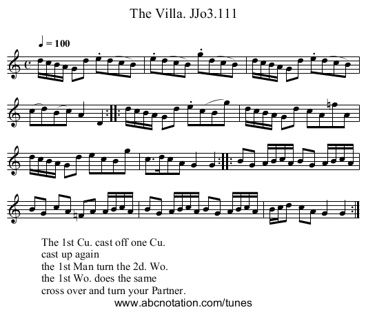 Villa. JJo3.111, The - staff notation