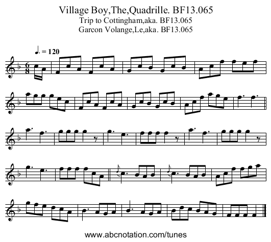 Village Boy,The,Quadrille. BF13.065 - staff notation