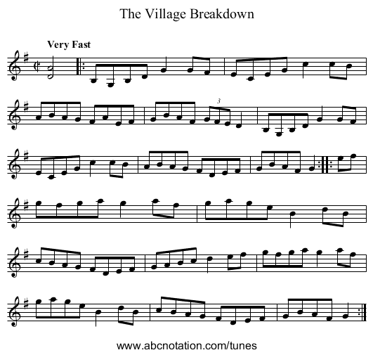 Village Breakdown, The - staff notation