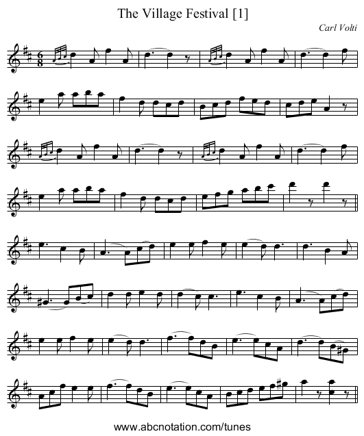 Village Festival [1], The - staff notation