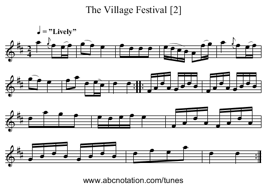 Village Festival [2], The - staff notation