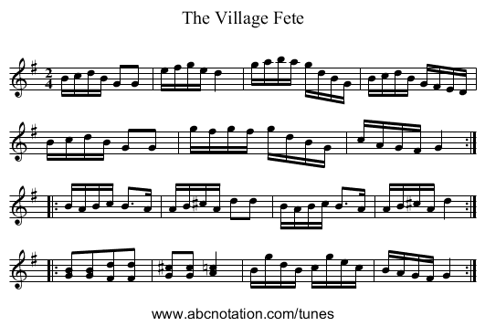 Village Fete, The - staff notation