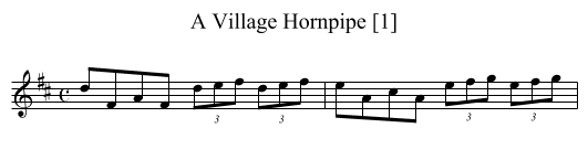 Village Hornpipe [1], A - staff notation