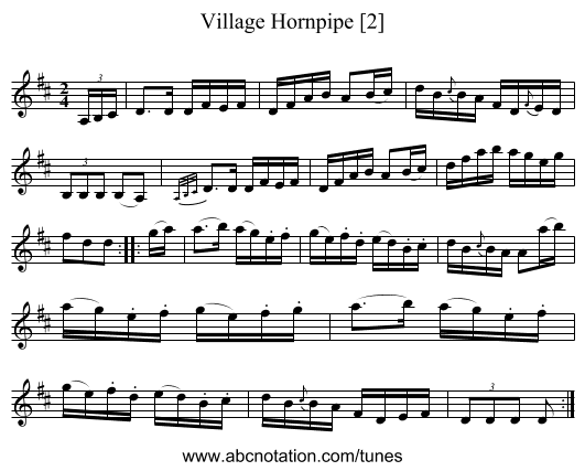 Village Hornpipe [2] - staff notation