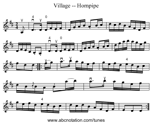 Village -- Hornpipe - staff notation