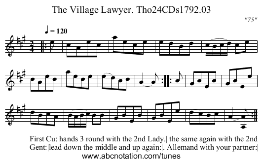 Village Lawyer. Tho24CDs1792.03, The - staff notation