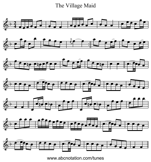 Village Maid, The - staff notation