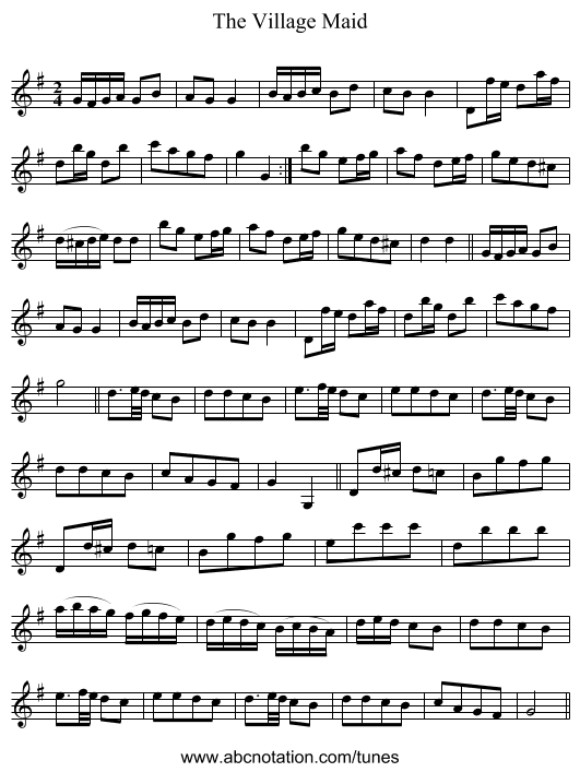 Village Maid, The - staff notation