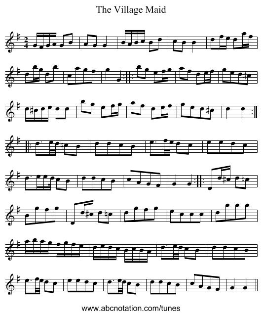 Village Maid, The - staff notation