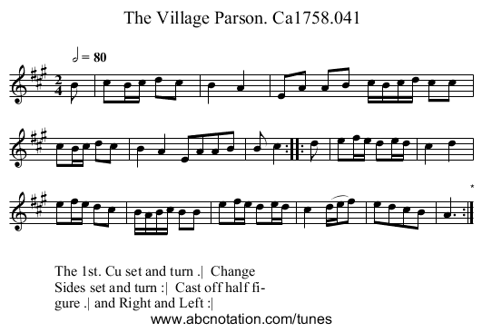 Village Parson. Ca1758.041, The - staff notation