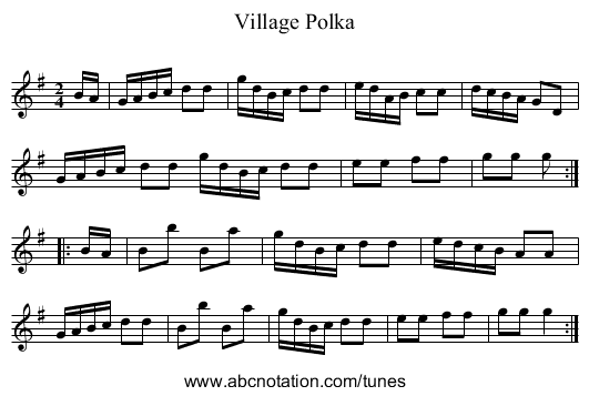 Village Polka - staff notation