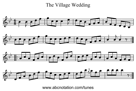 Village Wedding, The - staff notation