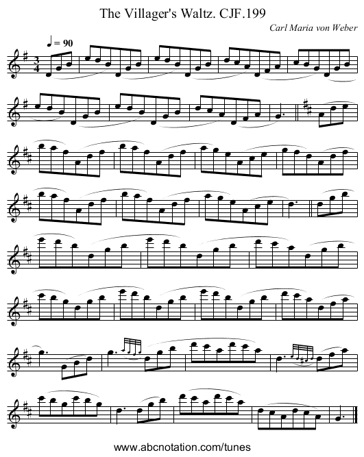 Villager's Waltz. CJF.199, The - staff notation
