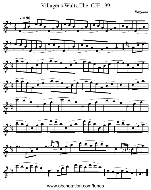 Villager's Waltz,The. CJF.199 - staff notation