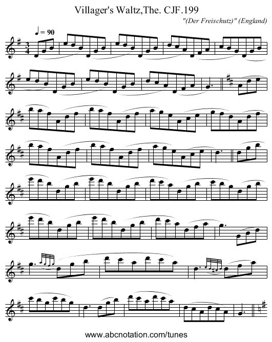 Villager's Waltz,The. CJF.199 - staff notation