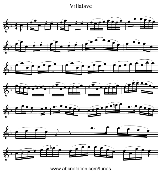 Villalave - staff notation