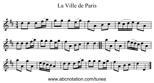 Ville de Paris, La - staff notation
