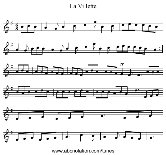 Villette, La - staff notation