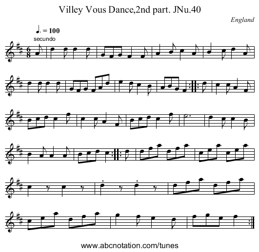 Villey Vous Dance,2nd part. JNu.40 - staff notation