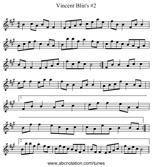 Vincent Blin's #2 - staff notation