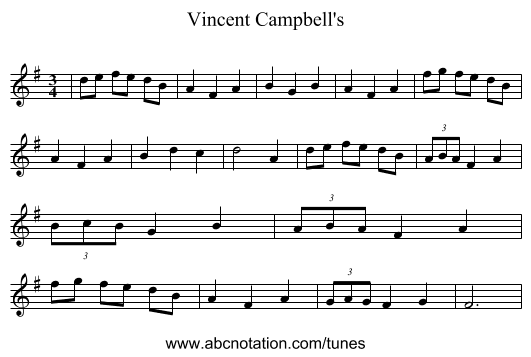 Vincent Campbell's - staff notation