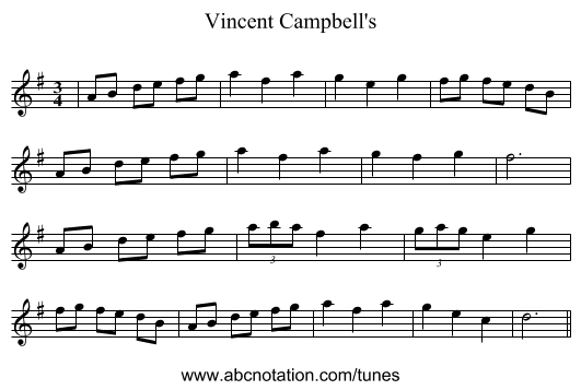 Vincent Campbell's - staff notation