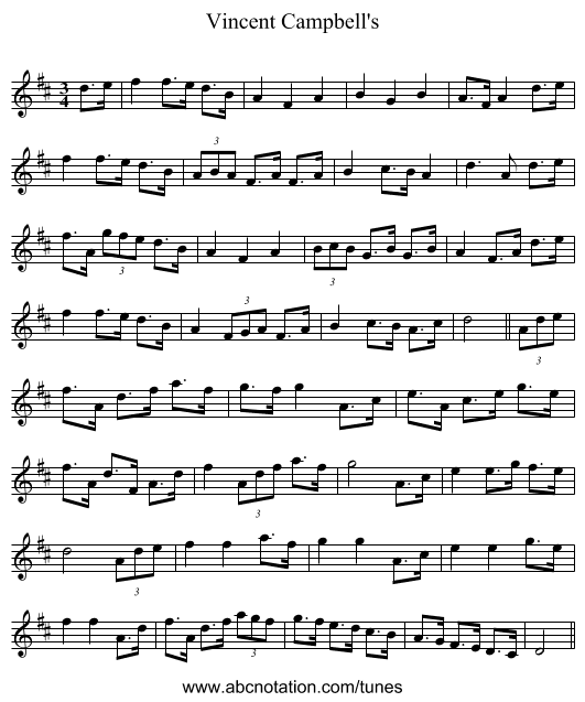Vincent Campbell's - staff notation