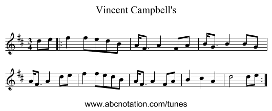 Vincent Campbell's - staff notation