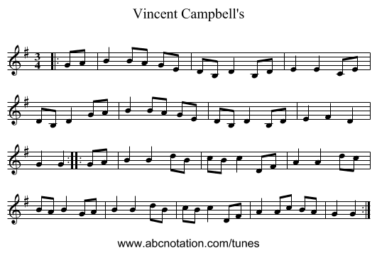 Vincent Campbell's - staff notation