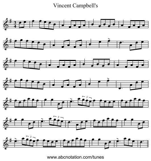 Vincent Campbell's - staff notation