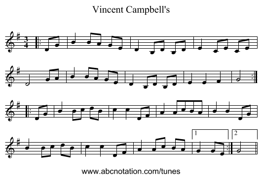 Vincent Campbell's - staff notation