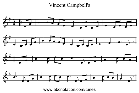 Vincent Campbell's - staff notation