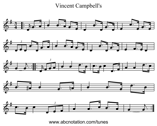 Vincent Campbell's - staff notation